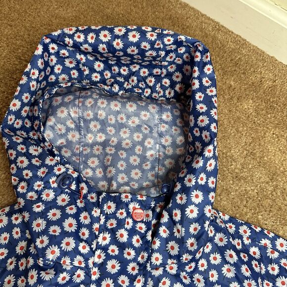 Joules Golightly Blue Daisy Packaway Waterproof Rain Jacket Coat Size US 8 WM - Picture 7 of 11